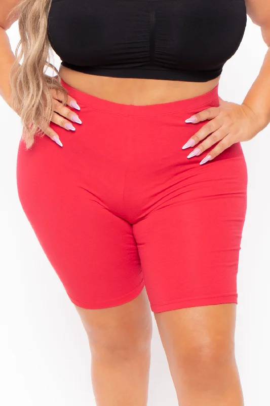 Plus Size Basic Biker Shorts - Ruby