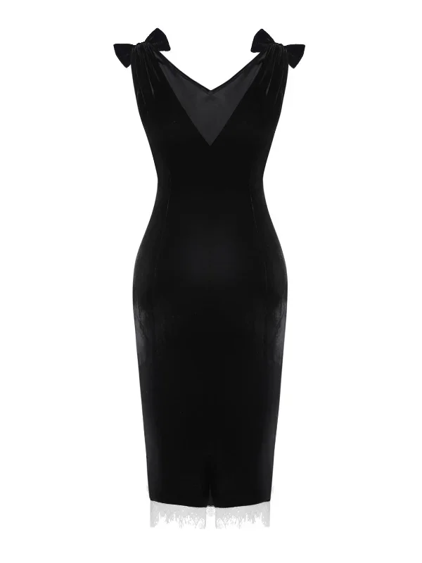 pre-sale-black-1960s-solid-velvet-bow-dress