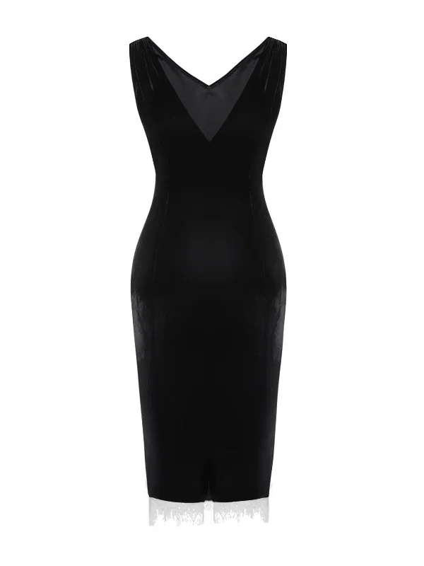 pre-sale-black-1960s-solid-velvet-bow-dress