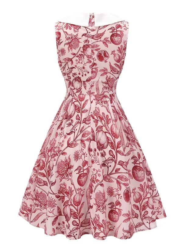 red-1940s-floral-bow-lapel-sleeveless-dress