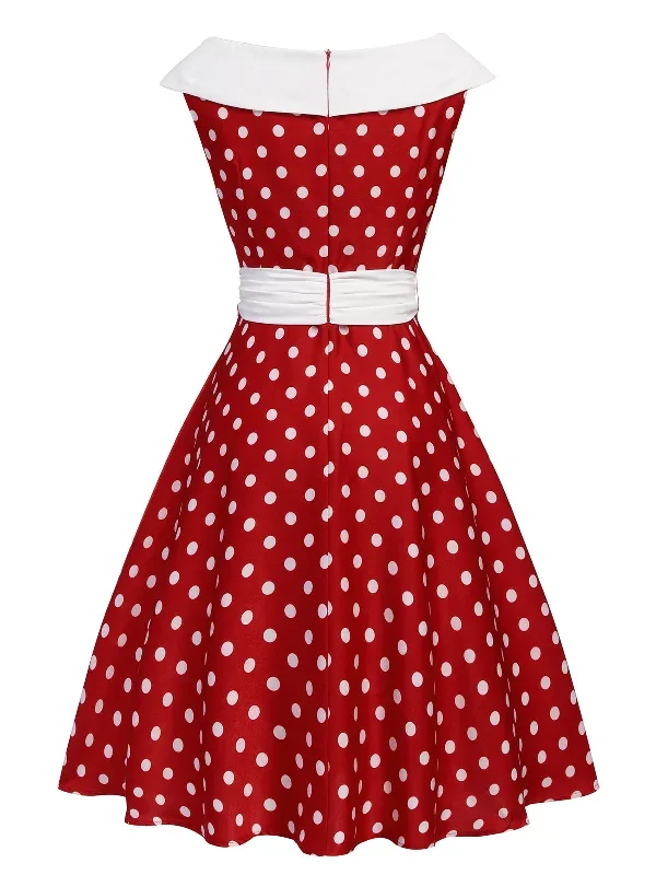 red-1950s-dots-patchwork-swing-dress