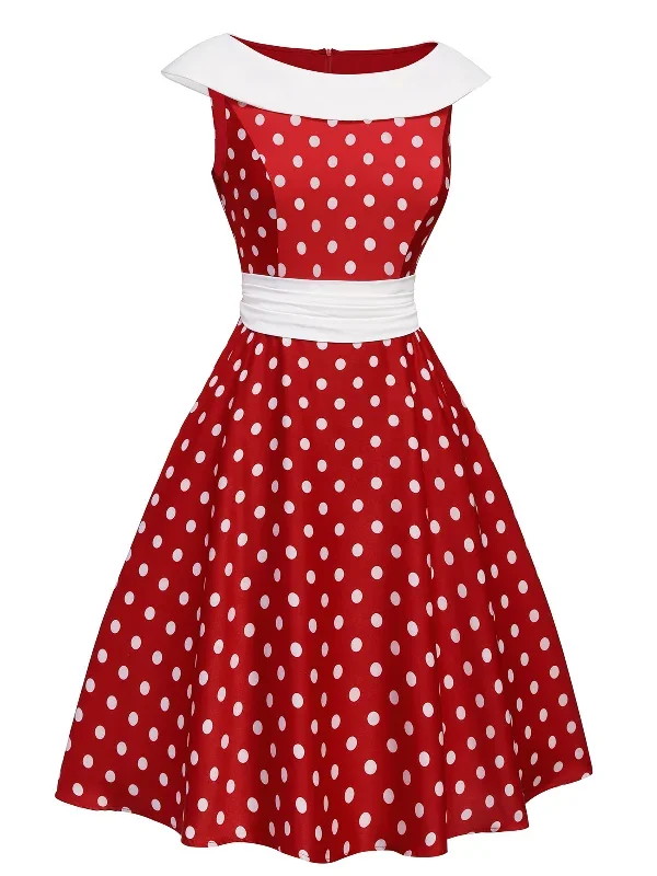 red-1950s-dots-patchwork-swing-dress