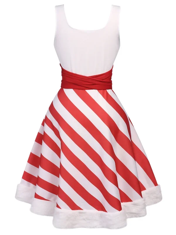 red-1950s-stripes-bow-swing-dress