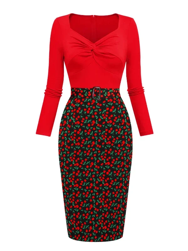 red-1960s-cherry-vintage-pencil-dress