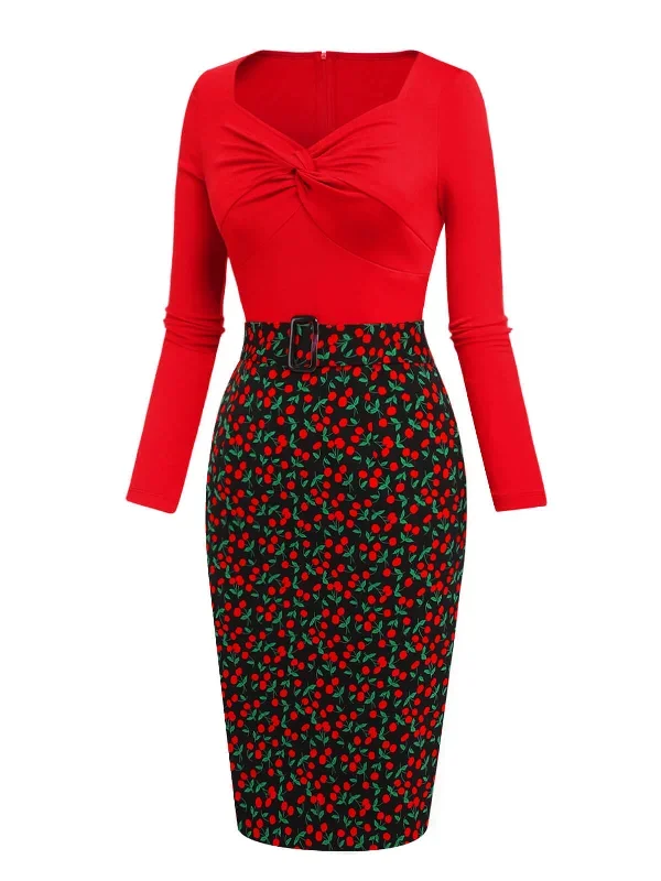 red-1960s-cherry-vintage-pencil-dress