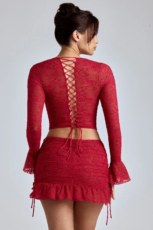 revna-lace-mini-skirt-cherry-red