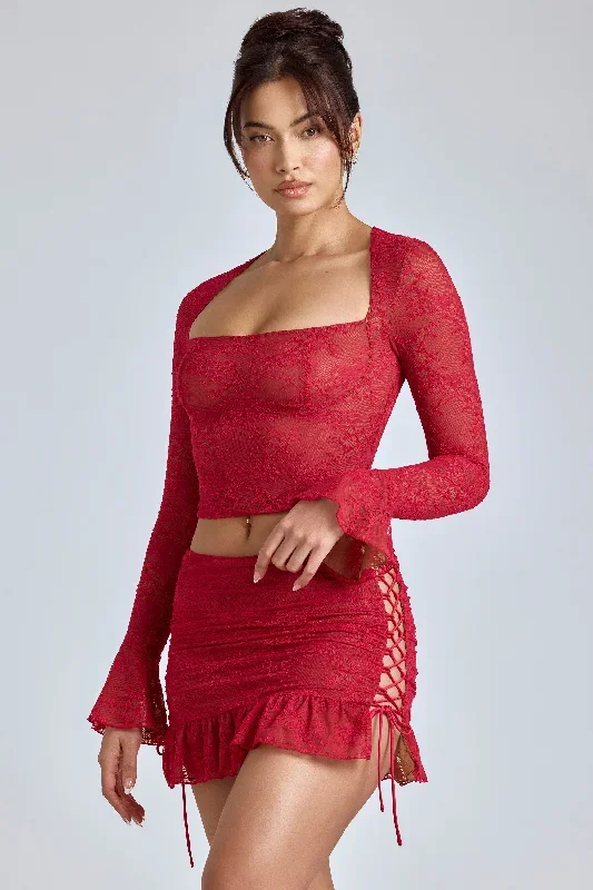 revna-lace-mini-skirt-cherry-red