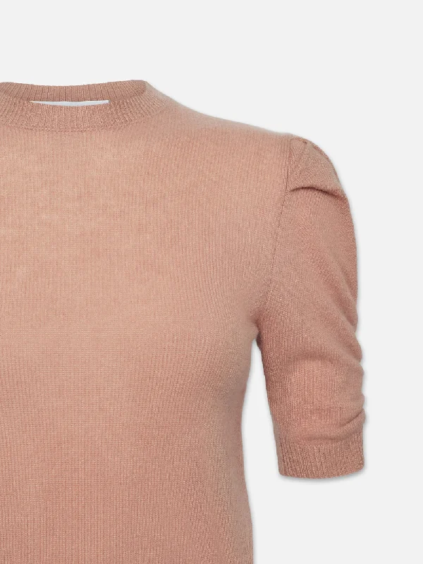 ruched-sleeve-cashmere-sweater-blush