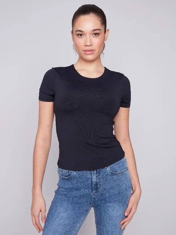 Short-Sleeved Super Stretch Top - Black