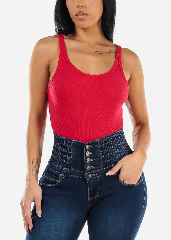 sleeveless-scoop-neck-ribbed-bodysuit-red-75275red