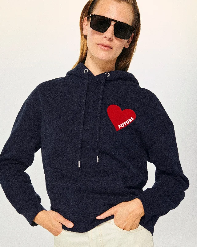 Sweatshirt Hoodie Coeur (S24 / FEMME / Navy)