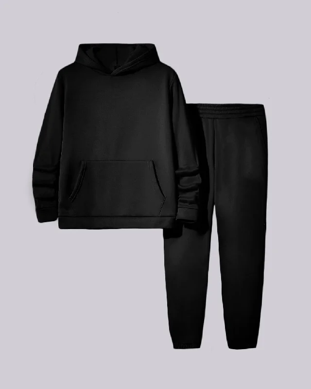 Two Piece Relaxed Fit Sweatshirt Set In Black