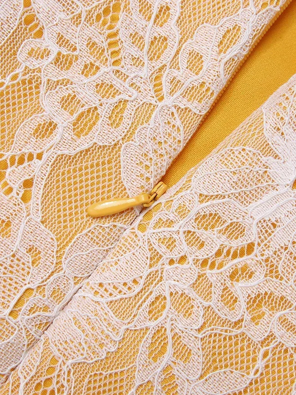 yellow-1960s-solid-lace-patchwork-belt-dress