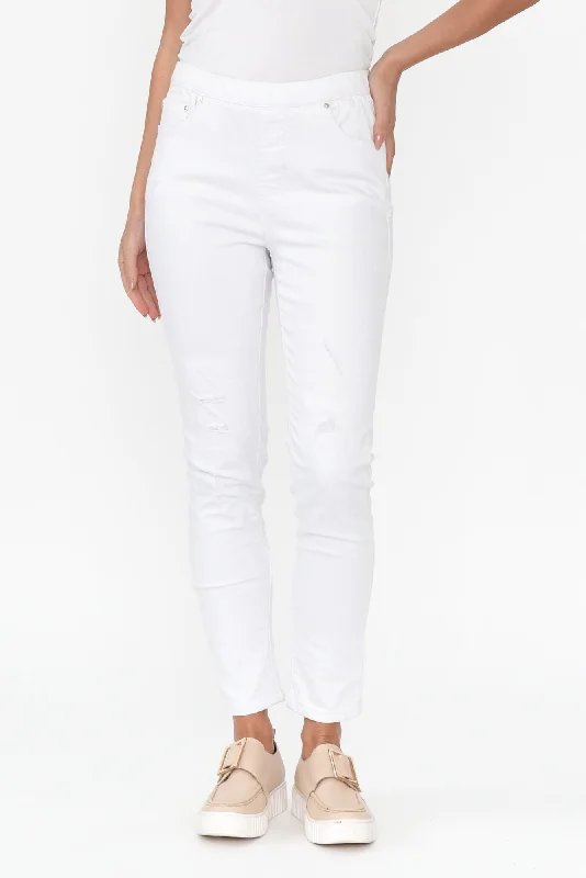 Zadie Distressed White Stretch Jeans